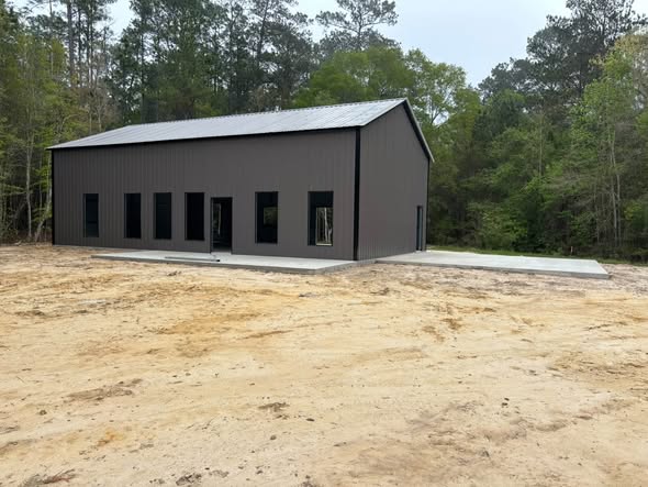 Open steel building interior with framing